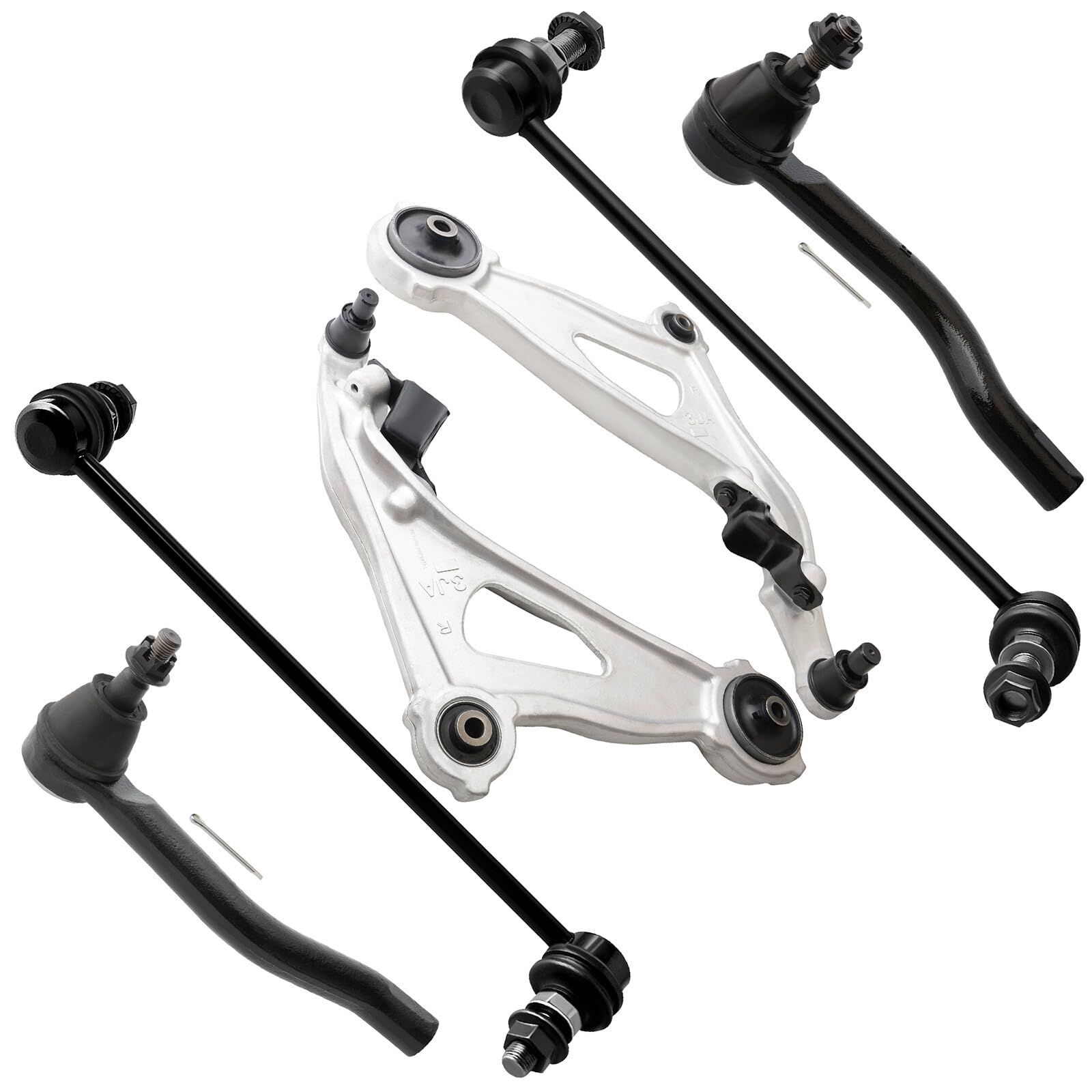 SCITOO 6pcs Suspension Kit Front Lower Control Arm And Ball Joint Outer Tie Rod End Sway Bar End Link Replacement 2013 for INFINITI JX35 2014-2019 for