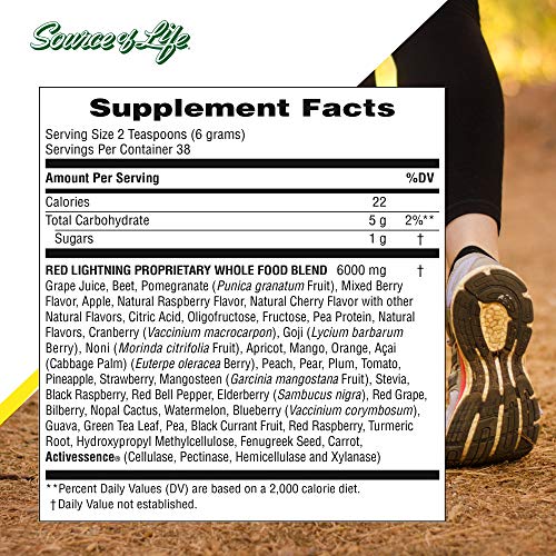 Naturesplus Source Of Life Red Lightning Energy Drink Powder - .5 Lbs - Mixed Berry Flavor - Natural Energy Boost - With Whole Foods, Antioxidants & Red Superfoods - Gluten-Free - 38 Servings #TOP3