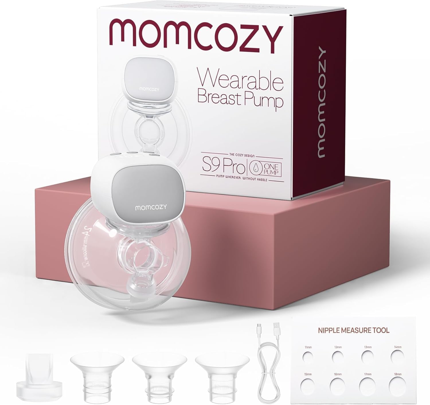 Momcozy S9 Pro Upgraded Wearable Breast Pump, Hands-Free Design with Extended Battery Life & LED Display, Double Electric Portable Pump with 2 Modes & 9 Levels, 24mm, 1 Pack, Gray-image-9