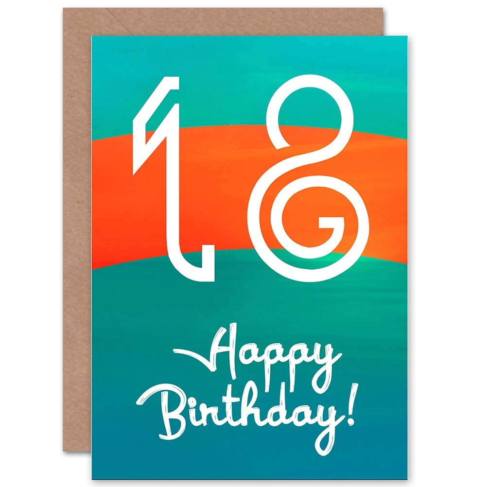 Wee Blue Coo HAPPY BIRTHDAY 18 EIGHTEEN 18TH STRIPE DARK ART GREETINGS GREETING CARD
