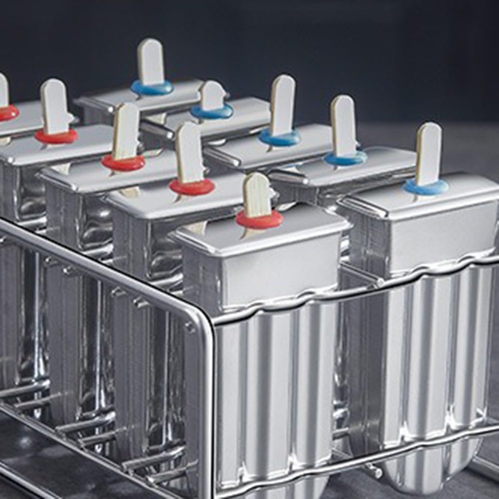 Molde para paletas de acero inoxidable, molde de helado con extraíble para disfrutar de una amplia variedad de golosinas caseras como múltiples paletas (10)