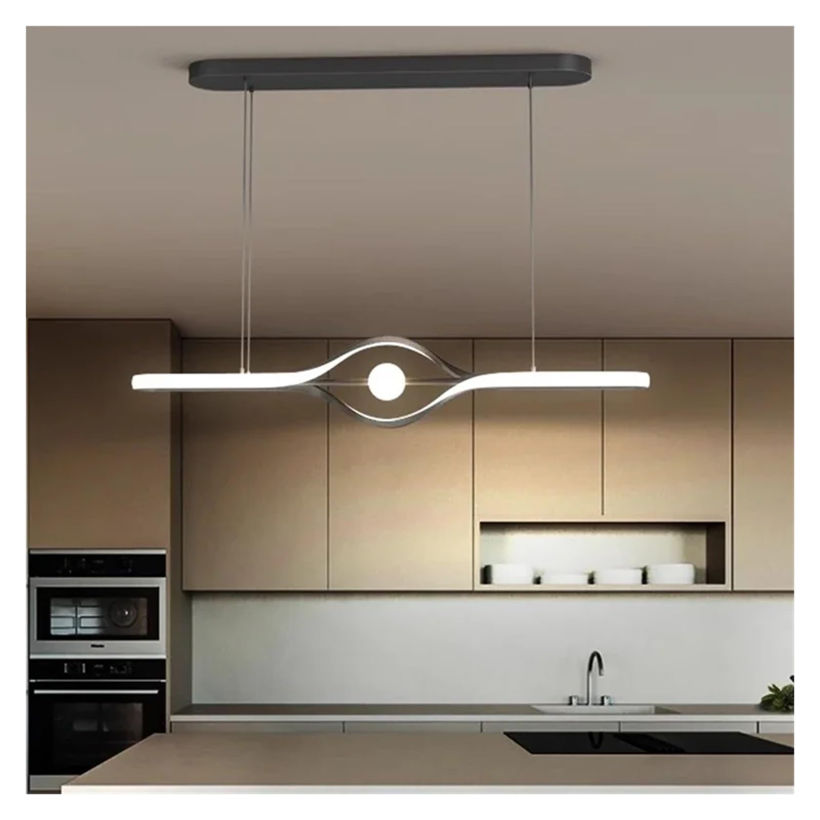ASerZenith Modern Italian All Copper Restaurant Straight Counter Office Minimalist Dining Room Light Personalized Lighting Fixtures(Black-Length 60Cm)
