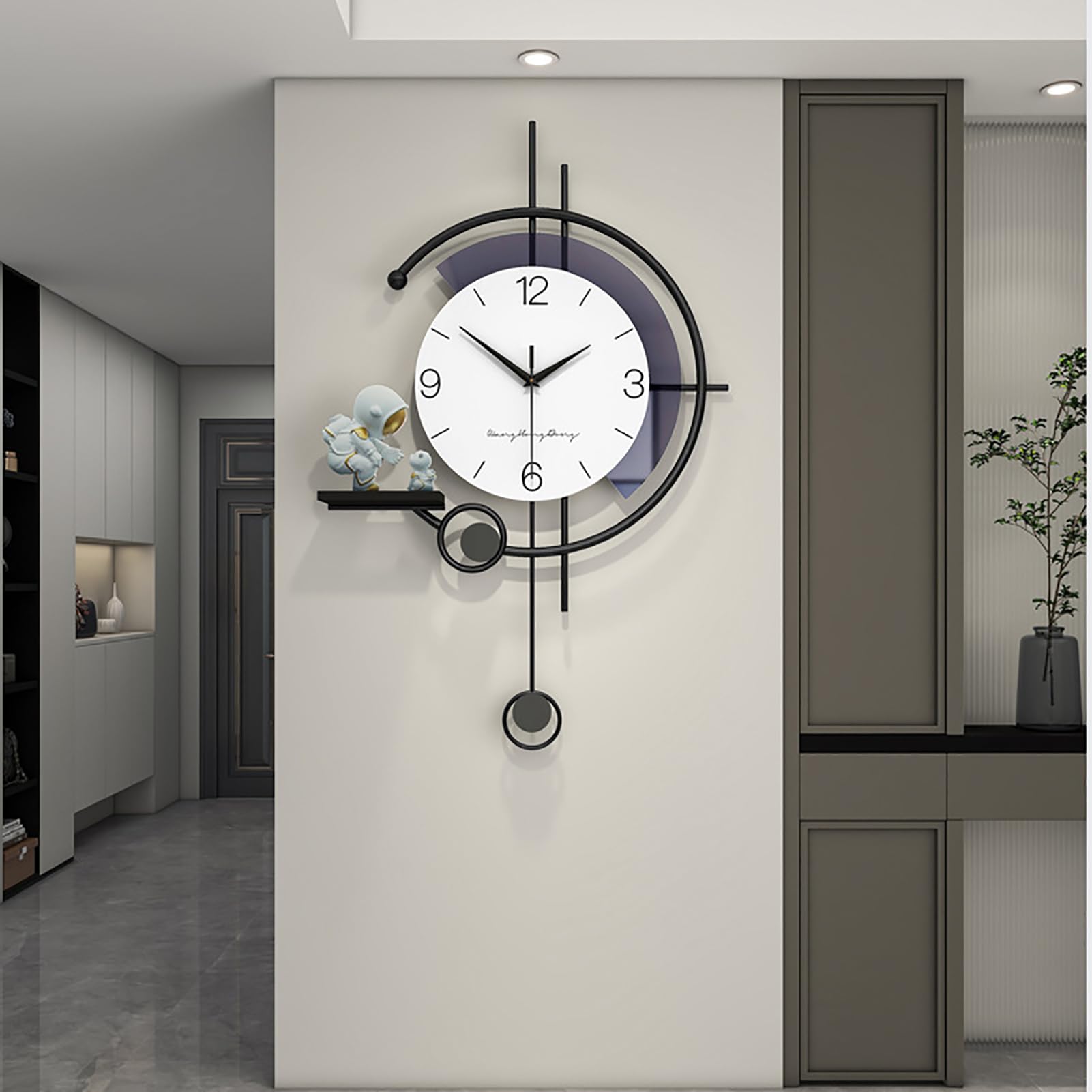 MYUYEE Large with Pendulum, Silent Non-Ticking Modern Wall Clocks for Living Room Kitchen Office Home, Ative Battery Operated,42X65cm,One Color-50X79cm (One Color-50X79cm)