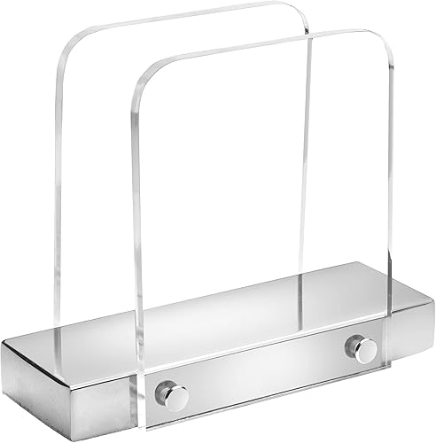 Miniatura 5 de Servilletero moderno para cocina, servilletero de pie para mesas, acrílico transparente y base de acero plateado, decoración de cocina y comedor