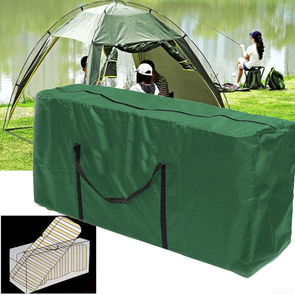 Borsa portaoggetti per cuscini da giardino, resistente, impermeabile 210D, in tessuto Oxford per esterni, con manico, 173 x 51 x 76 cm, verde
