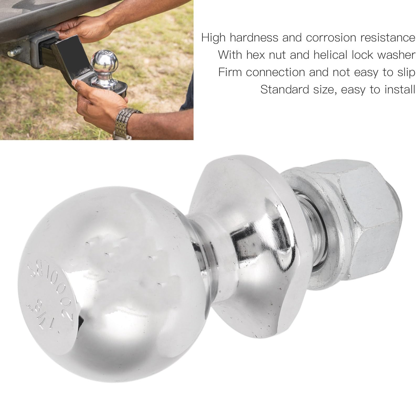 Gancio Traino a Sfera,50mm Rimorchio a Sfera,3,5T Gancio Traino Rimorchio,Ø19mm Vite per Aste di Accoppiamento con un Carico Fino a 3,5 Tonnellate per Trattore Camper Roulotte Spiaggia Yacht