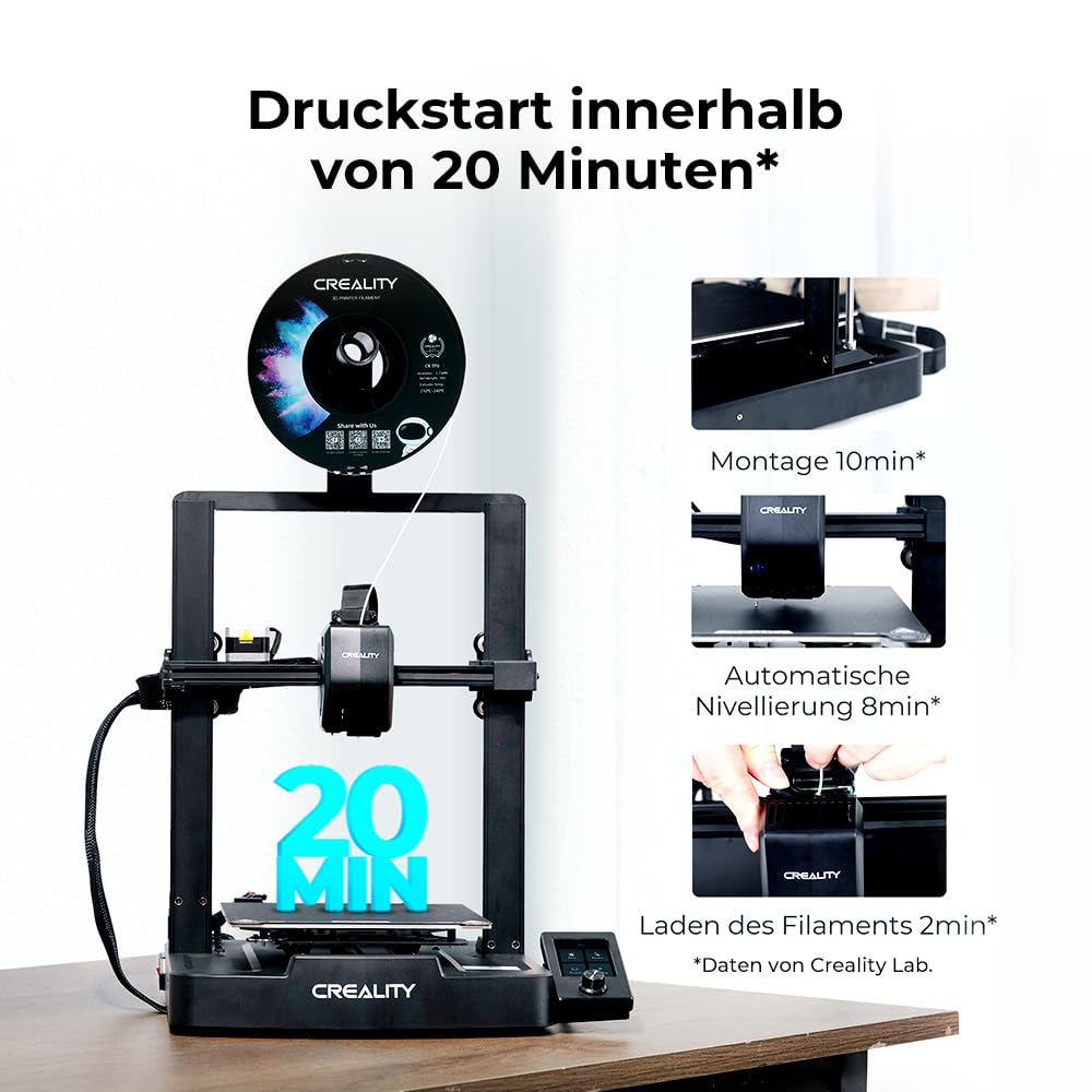 Creality Ender 3 V3 SE 3D Drucker, 250mm/s schnellere Druckgeschwindigkeit, CR Touch Auto-Nivellierung FDM 3D Printer mit Sprite Direct Extruder, Doppelte Z-Achse, Druckgröße 220x220x250mm