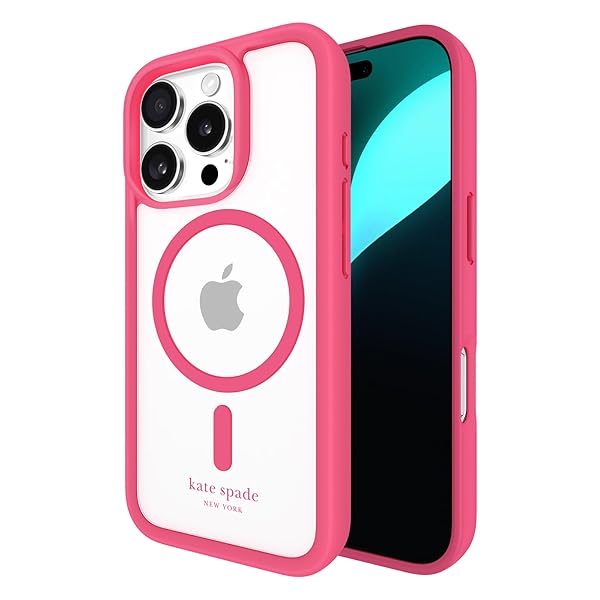 kate spade new york iPhone 16 Pro Case - Compatible with MagSafe - Designer Phone Case - Pom Pom Pink