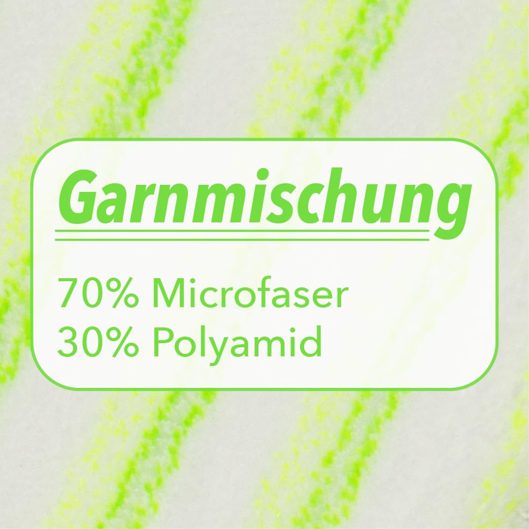 Wischbezug Mopp aus 70% Mikrofaser - Excellent Plus Mopp, grün/weiß - Ersatzbezug für Bodenwischer - für alle gängigen Klapphalter & für Trocken & Nassreinigung (10x 50cm)