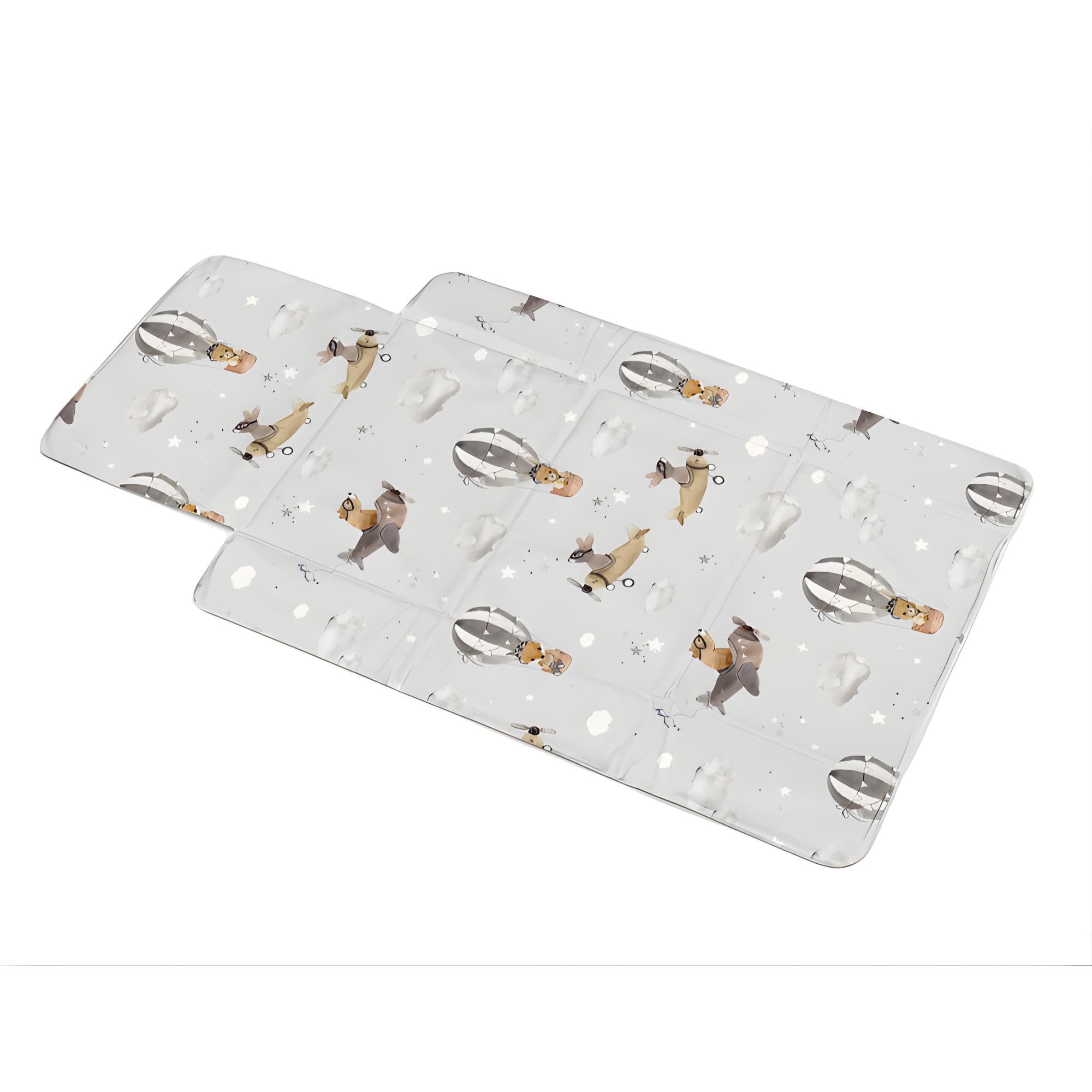 Matelas à Langer Pliable 77 x 44 cm, de voyage, Motif Montgolfière | Pliable, compact pour voyager, surface essuyable, rembourrage doux, matelas à langer pratique en déplacement