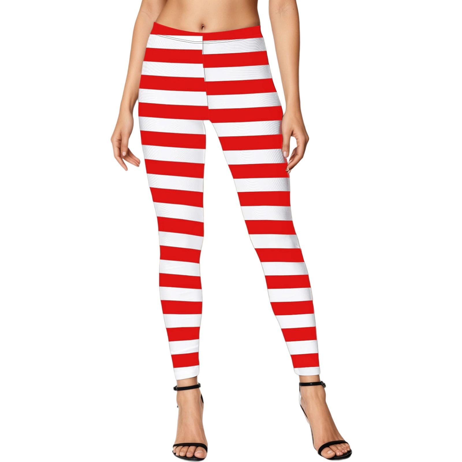 Women's Leggings Black White Striped Tights Elastic Waist Trousers Jogging Bottoms Casual Comfortable Yoga Trousers Retro Training Trousers Soft Comfortable Fabric Trousers Carnival Halloween Trousers
