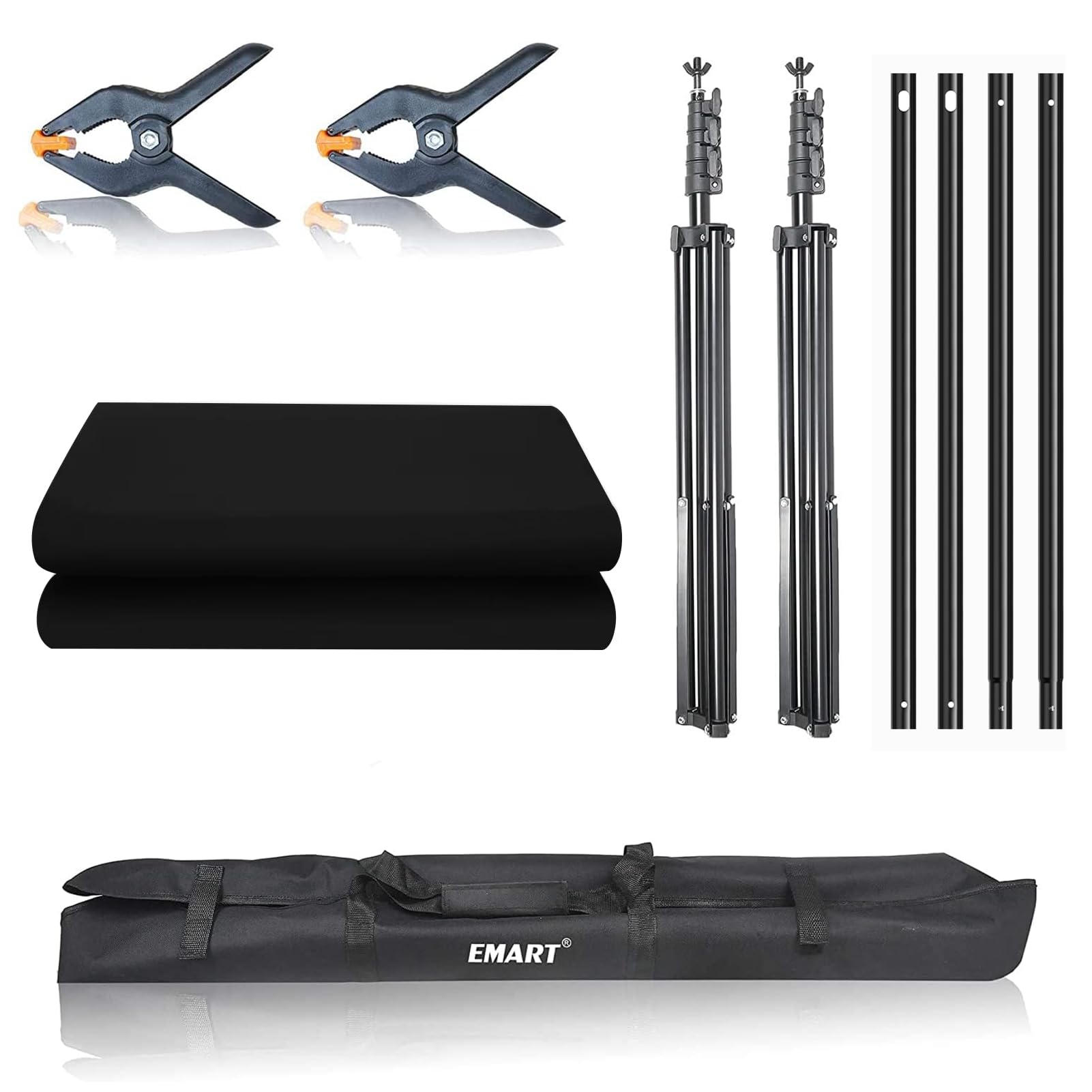 EMART Sfondo Nero Supporto 2,6x3m, Kit Fotografico con Supporto da 3x3,6m