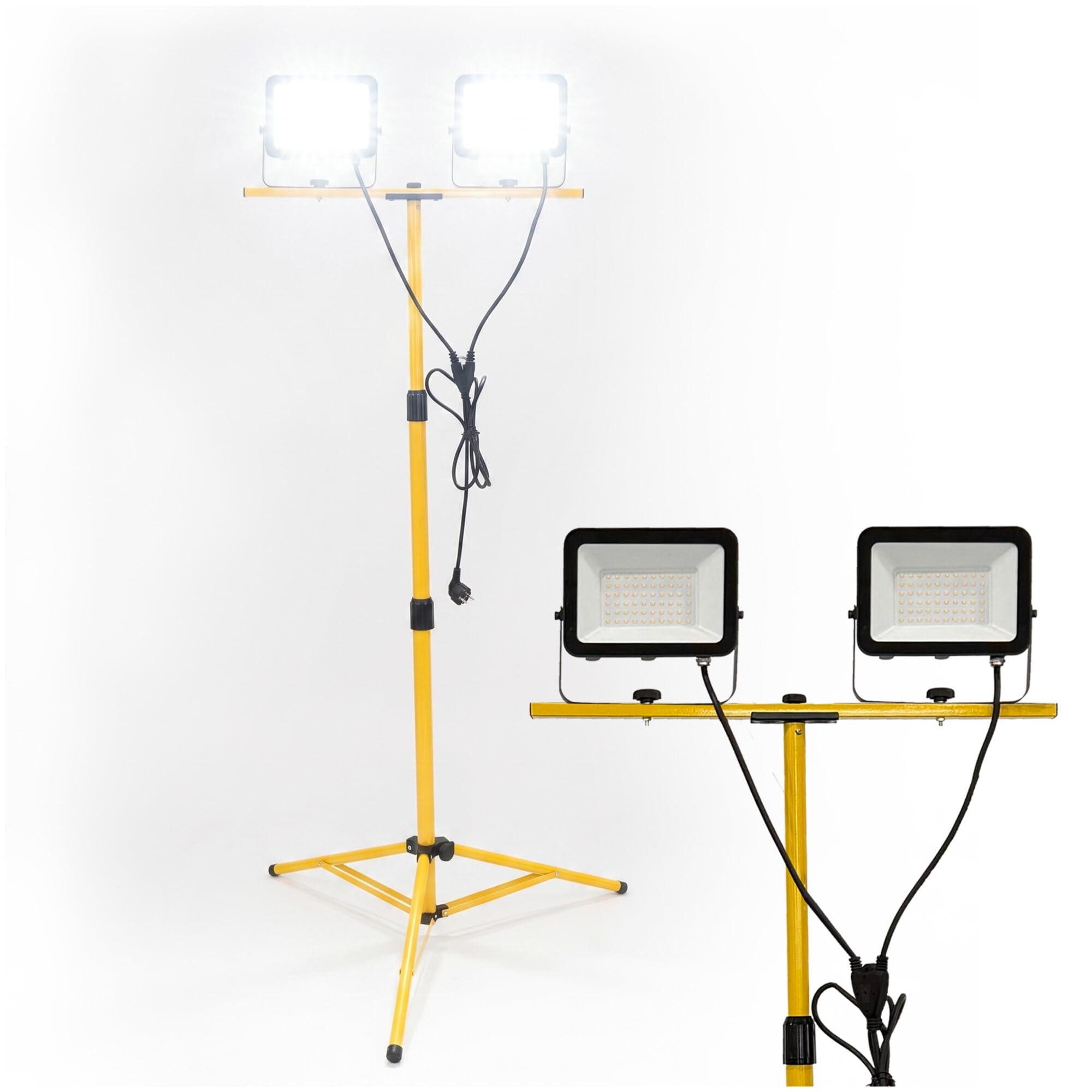 2x100W Projecteur de Chantier LED avec Trépied, 16300LM