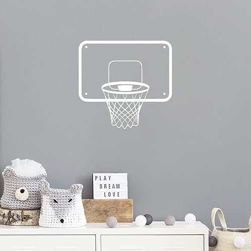 Miniatura 2 de Calcomanía de vinilo para pared, tablero de baloncesto, 16.5 x 17.5 pulgadas, calcomanía motivacional con cita de baloncesto para escuela, aula,