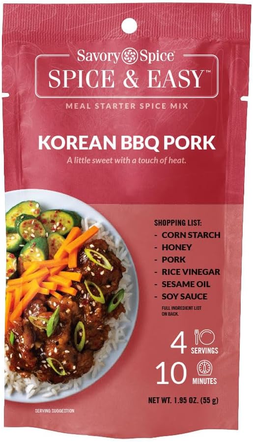 Savory Spice Korean BBQ Pork Spice & Easy Meal Starter Spice Mix | Korean BBQ Rub Seasoning Packet & Marinade Mix (Net: 1.95 oz)