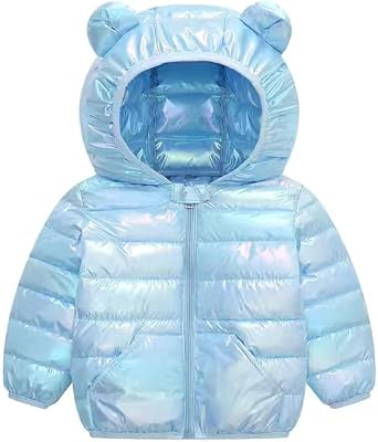 Baby Boys Girls Winter Warm Down Coats Light Puffer Padded Jacket with Bear Hoods Toddler Outerwear
