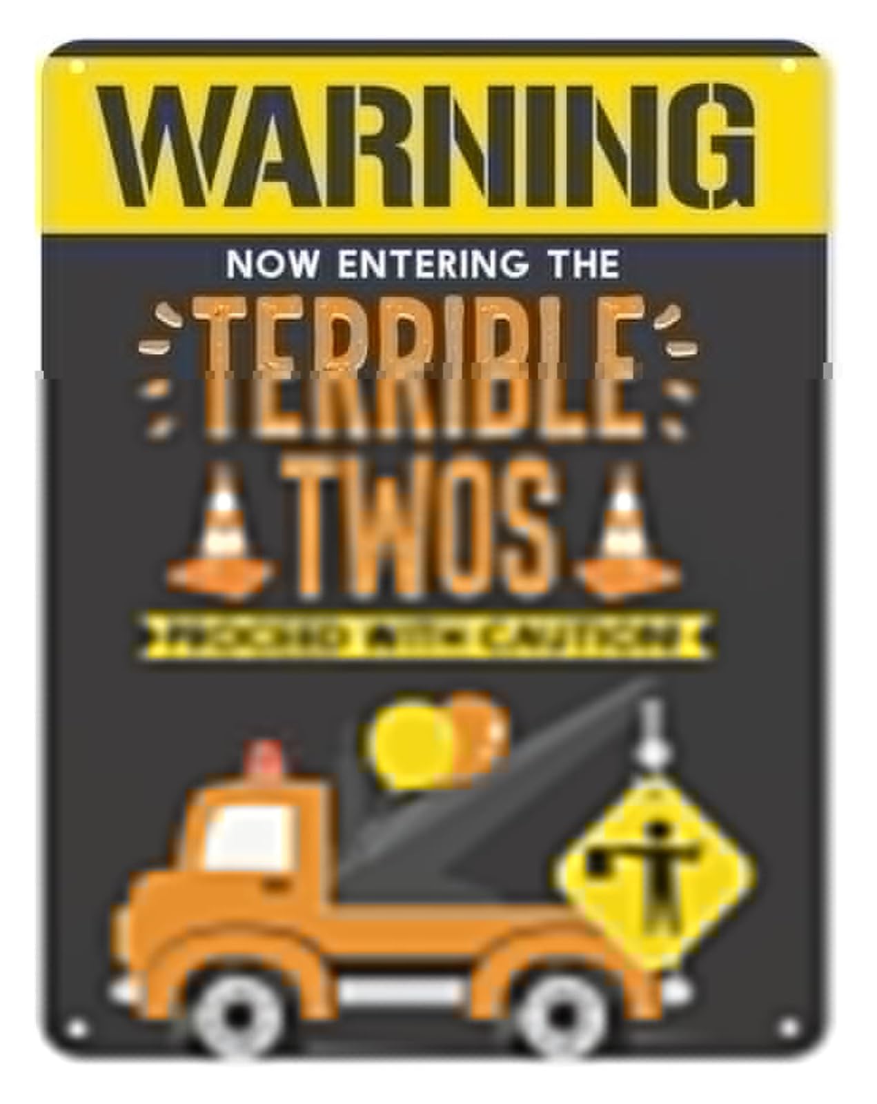 ZDVHOMCB Humorous Parenting Sign Terrible Twos Warning Quote Vintage Metal Tin Sign for Nursery Wall Decor Birthday Gift Idea 8 X 12 inch