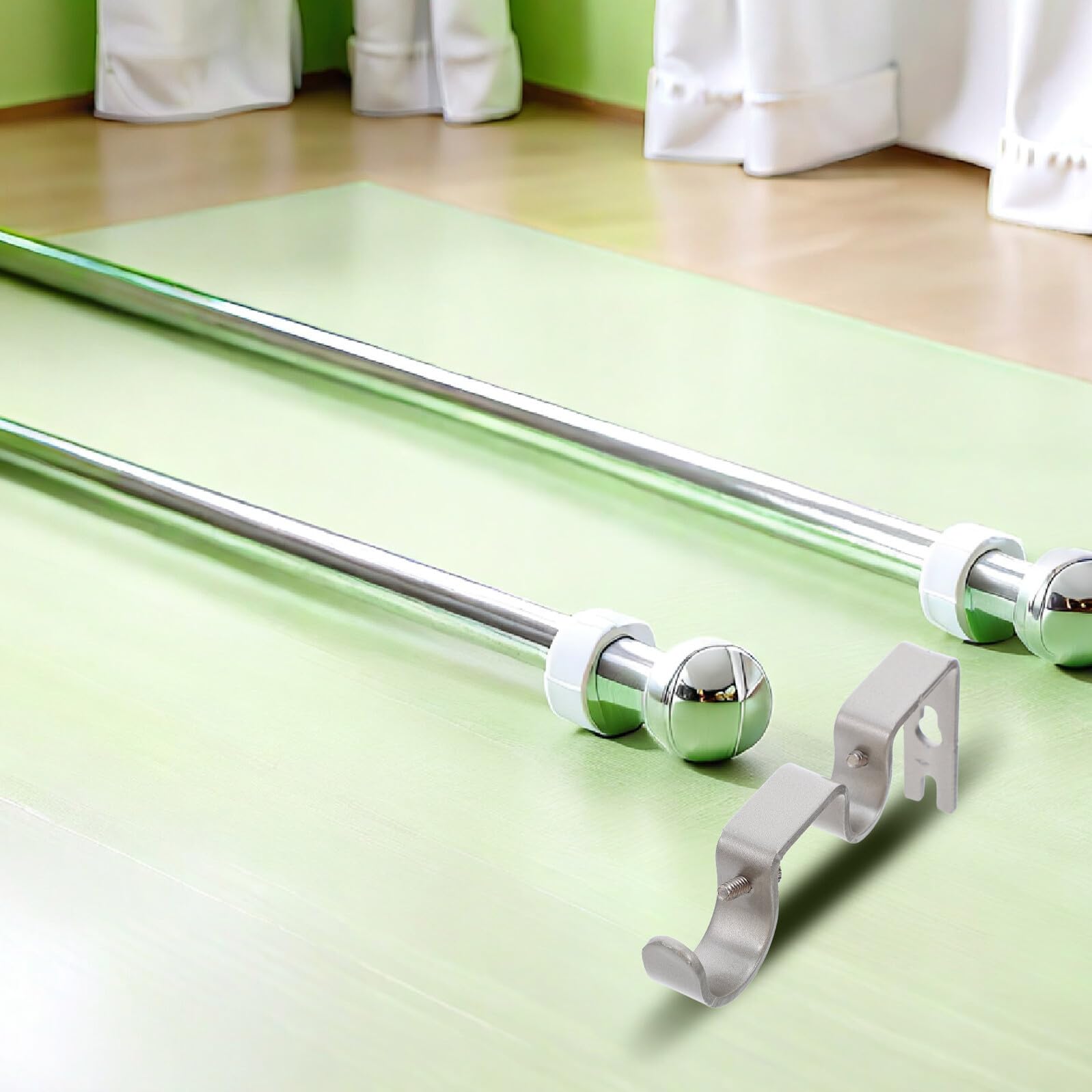 Artibetter Support Central de Tringle à Rideaux, Lot de 6, Fer Argenté