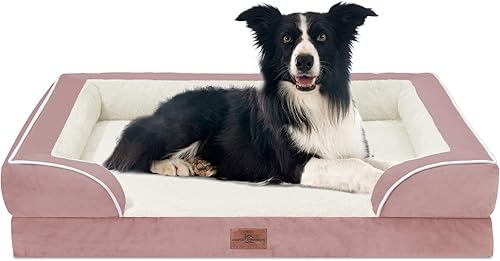 Comfort Expression - Cama ortopédica perros grandes, 36 x 27 pulgadas, impermeable, espuma soporte tipo cartón de huevo, cojines extraíbles, funda