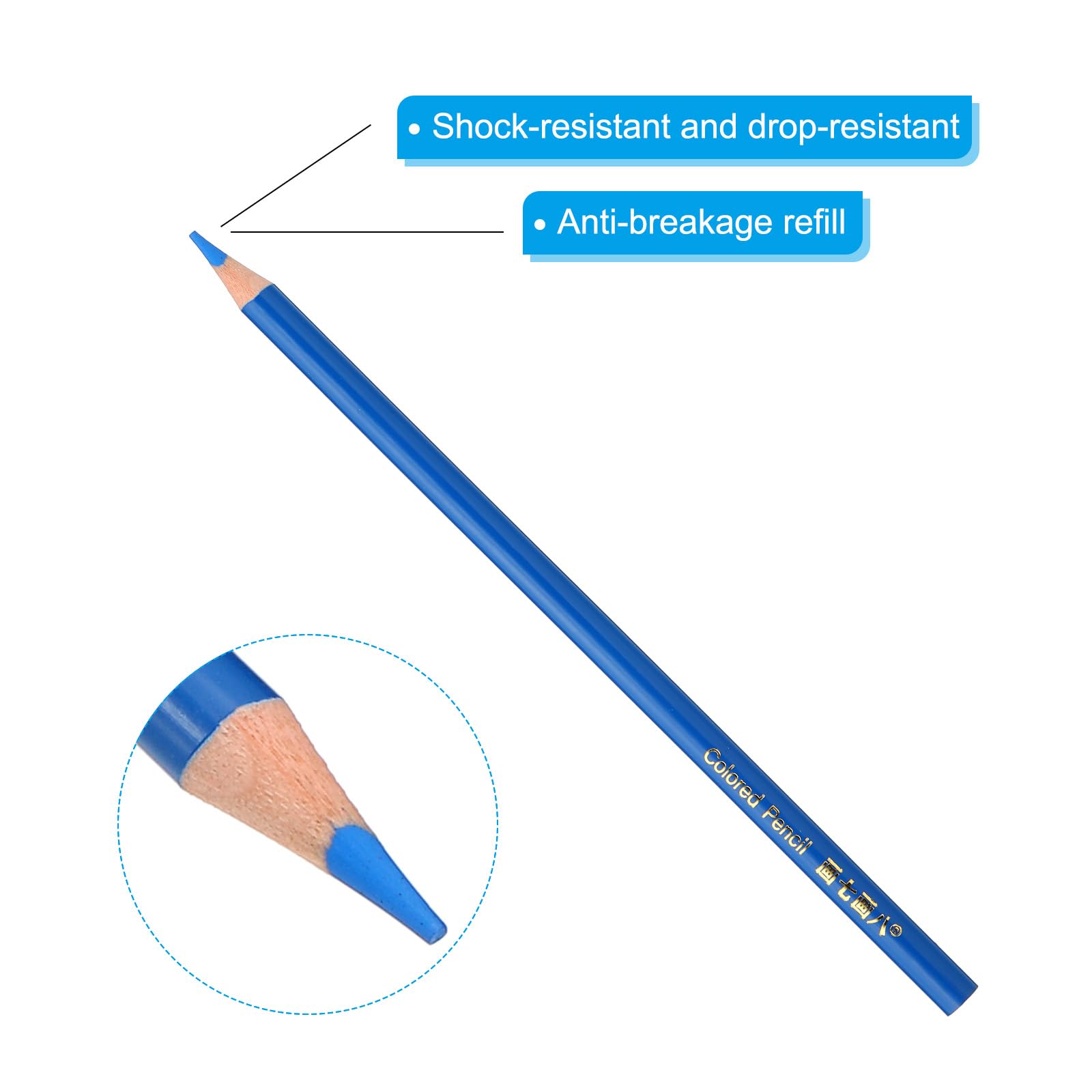 PATIKIL Medium Blue Colored Pencils Set,12 Pcs Oil Color Pencils Wooden Coloring Drawing Pencil for Artists Art Painting - Image 4