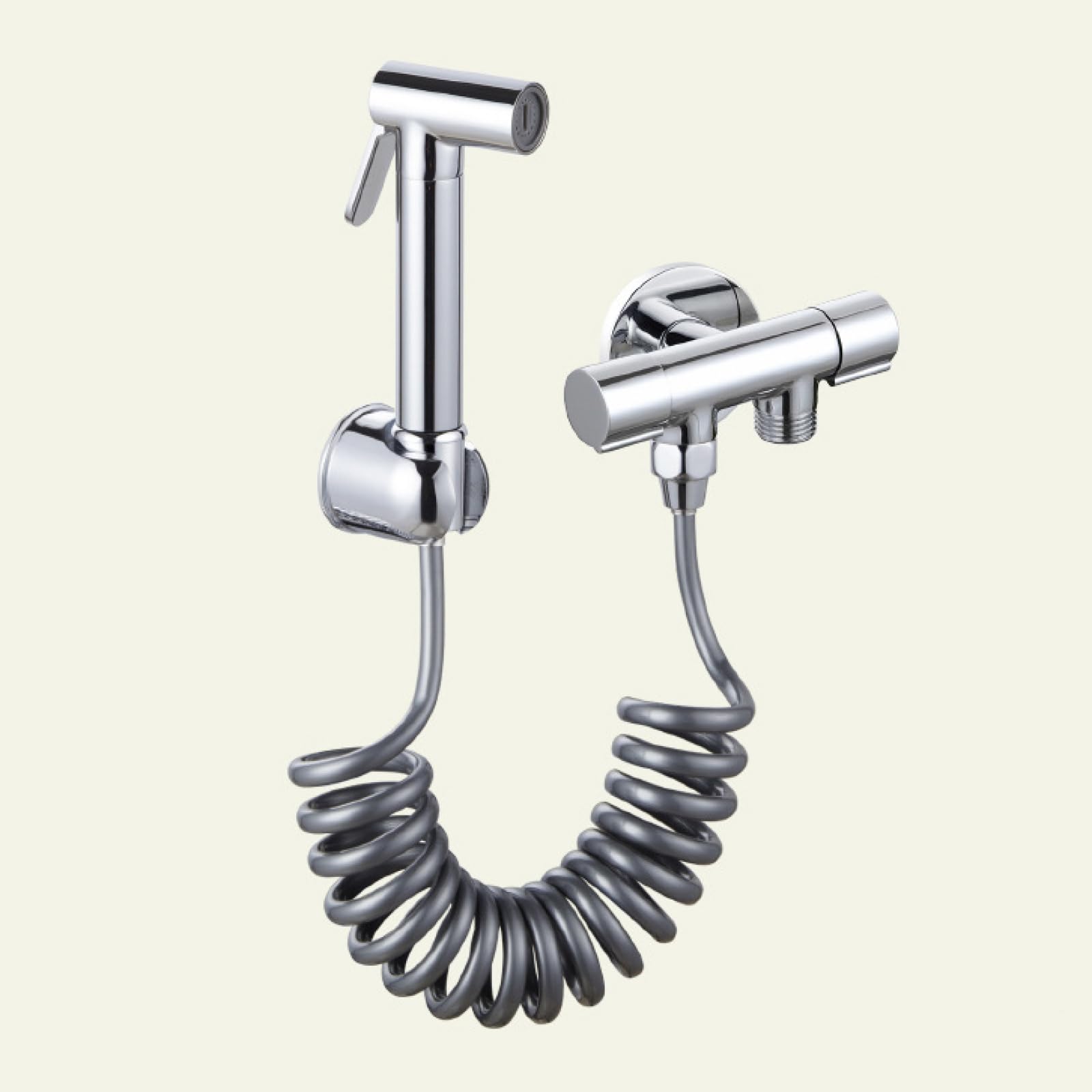Kit Spruzzatore WC Cromato Montaggio A Parete In Ottone Solo Acqua Fredda con Tubo E Supporto | per L'Igiene personale Il Lavaggio Degli Animali Domestici La Pulizia Dei Pannolini