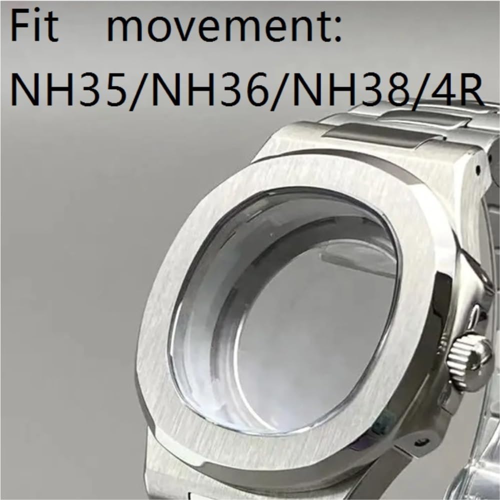1 set di cassa in acciaio inossidabile con corona a vite, set di accessori for orologi in cristallo zaffiro resistente ai graffi