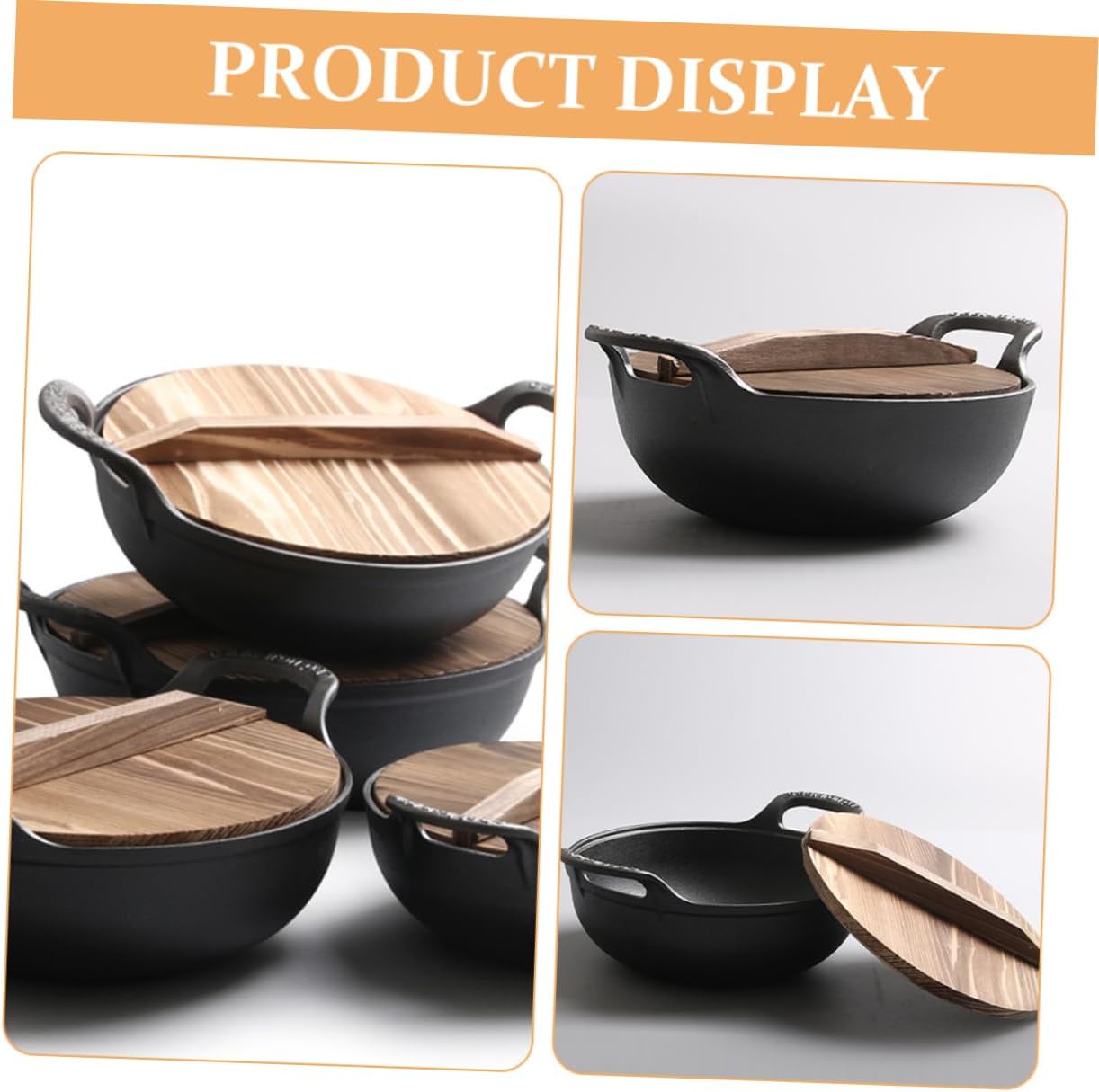 BESPORTBLE Cast Iron Skillet Lodge Style Non-stick Pan Induction Cookware Outdoor Pot Stew Pot Easy Clean Ergonomic Handles