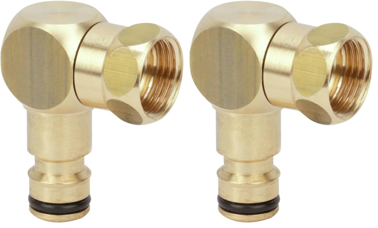 Boutté – Raccord tournant dévidoir coudé femelle 15x21 automatique Or – Fixation tuyau d’arrosage (Lot de 2)