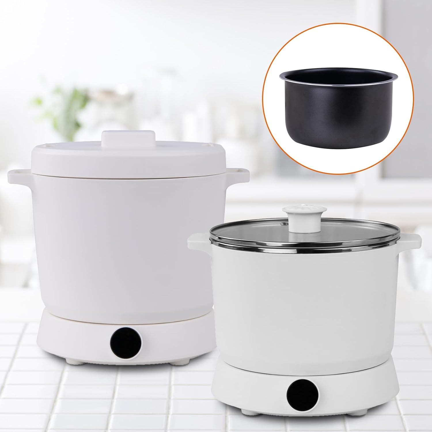 Detachable Rice Cooker and Hot Pot, 1.8L Multifunctional Electric Cooker Portable Ramen Cooker Small Split Rice Cooker Suitable For 1-3 People for Rice Oatmeal Porridge Soup Cake Hot Pot 800W 220V