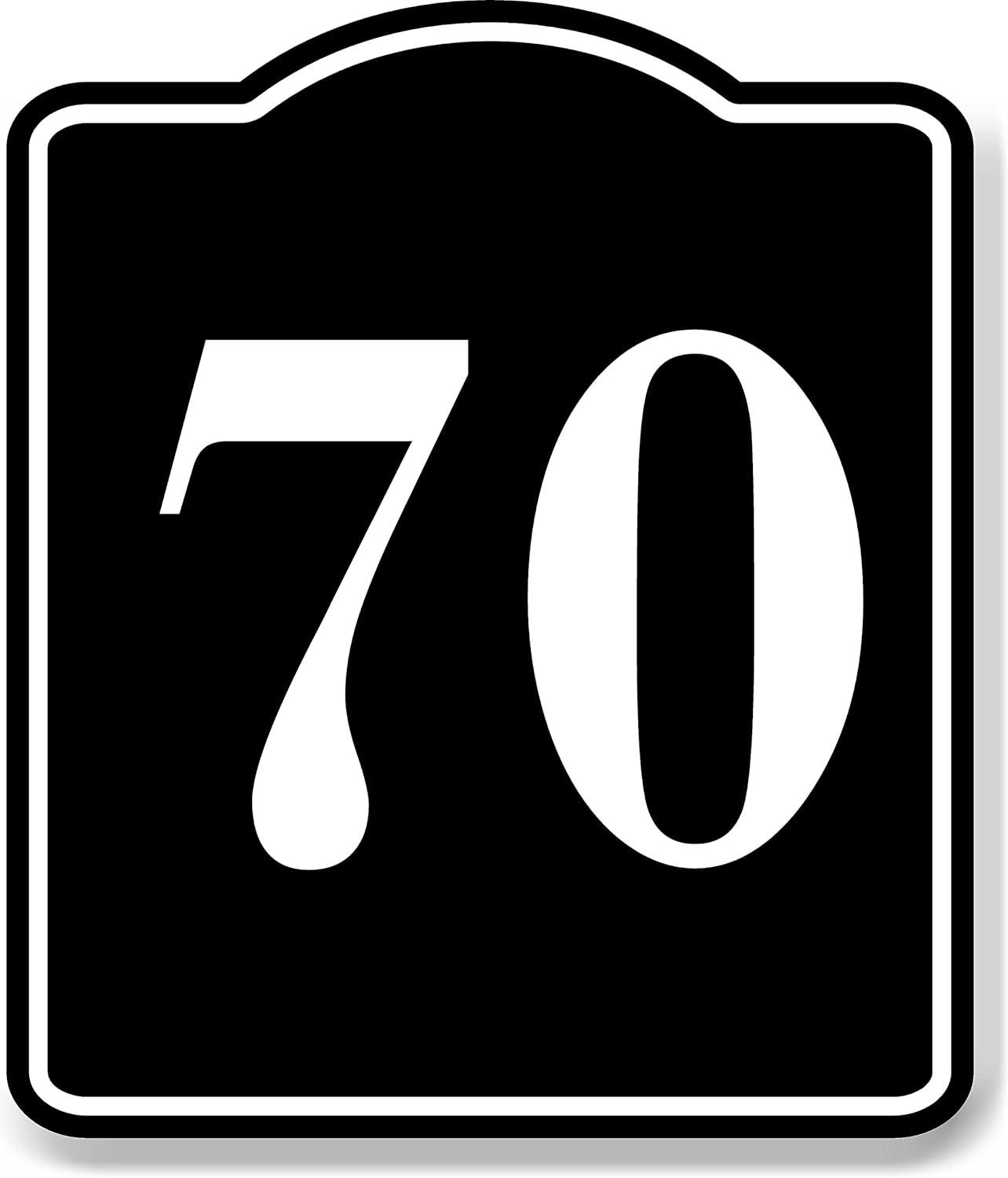 70 Bay Garage Door Plate Field Lane Gate Number BLACK Aluminum Composite Sign, 8.5x10