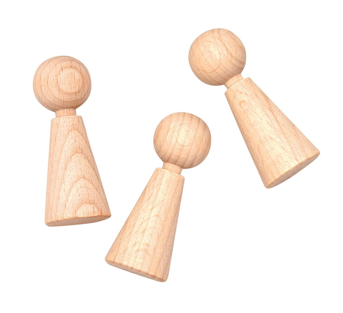 Glorex Figure Cone Beech Pack of 3, Wood, natural, 11 cm x 8.6 x 2 cm