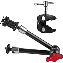 11inch Adjustable Articulating Friction Magic Arm & Super Clamp 1/4" and 3/8" Thread Compatible with DSLR Camera Rig, LED Lights, Flash Light, LCD Monitor