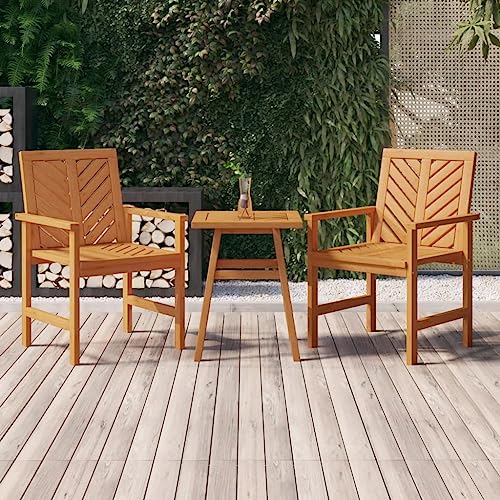 Mesa auxiliar exterior de madera de acacia duradera con patrón de espiga 2