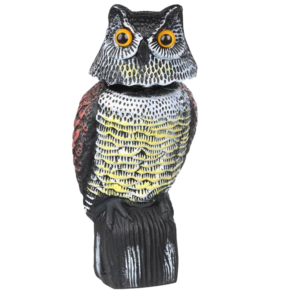 B Blesiya Large Owl Decoy With Rotating Head Bird/Pigeon/Crow people