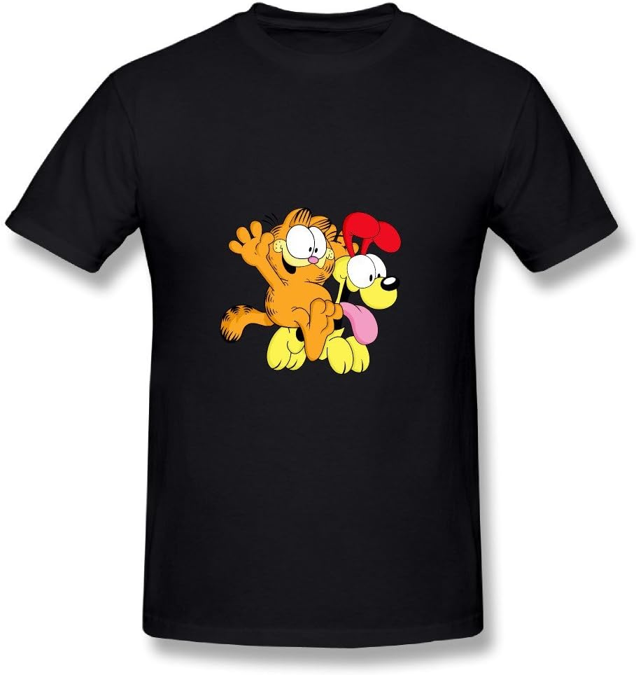 J2D3FD Garfield And Odie 100% Cotton Men's Black T Shirt