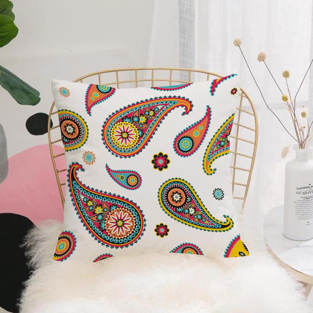 HYOSXW Cushion Cover,Throw Pillow Case Home Decorative for Living Room Bedroom Sofa Chair 16X16 Inch,Paisley, vintage Persian paisley patterns and ethnically inspired hippie style,Pillowcase 40X40cm