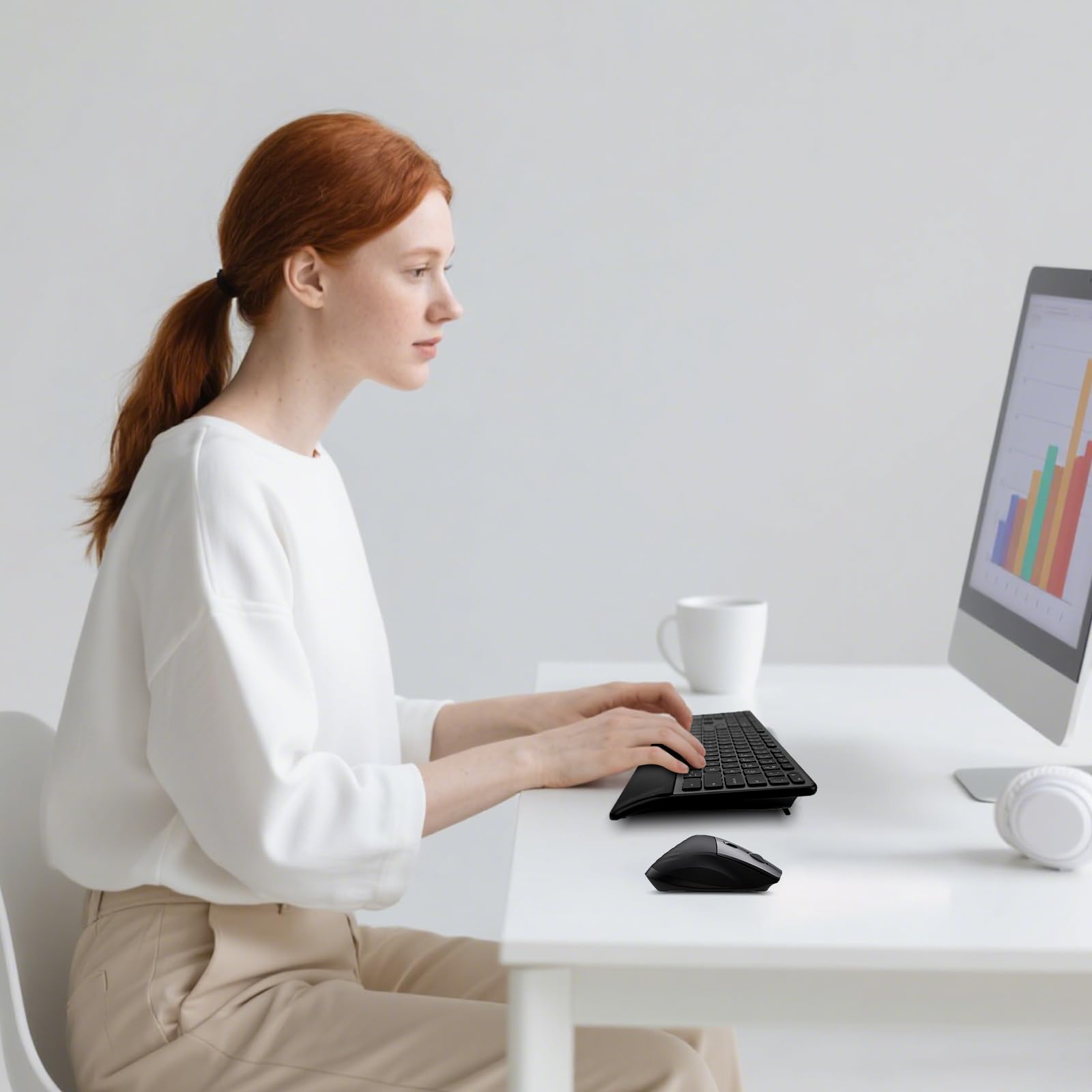 CITLLA M9100 Kabellose Tastatur Maus- Wiederaufladbare Ergonomische Tastatur mit Hintergrundbeleuchtung, Adjustable Ständer und Handgelenkstütze, Hyper Fast Scrolling Maus für Desktop PC Laptop(Grau)