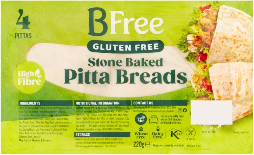 BFree Pitta Breads Stone Baked, 4 x 55g Amazon.co.uk Grocery