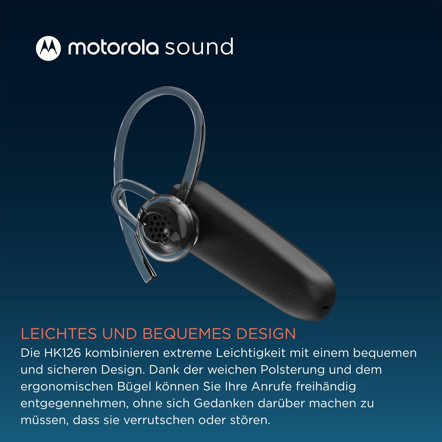 Motorola Sound – HK126 Bluetooth-Headset, kabellose Mono-Bluetooth-In-Ear-Kopfhörer mit 8 Stunden Sprechzeit, kompatibel mit Sprachassistent, Verbindung mit 2 Geräten