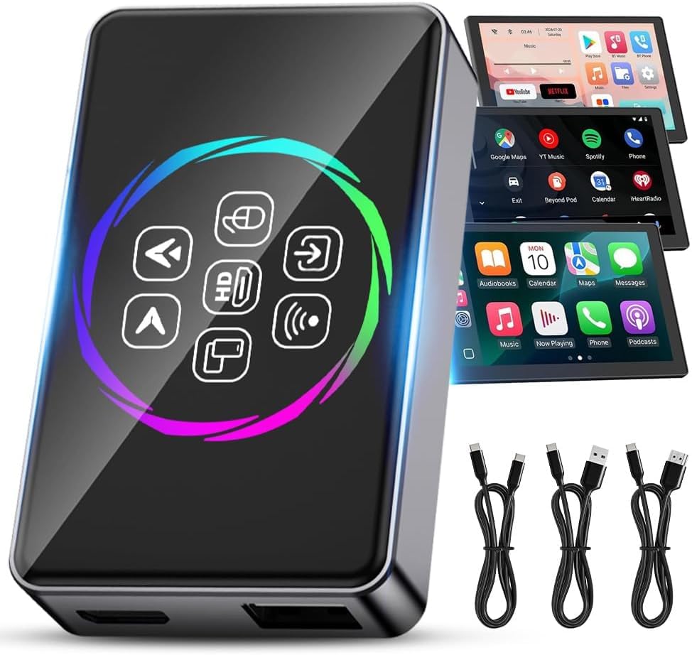 Image of Tobo Ai Box Wireless CarPlay Adapter Auto, Neflx /Yo-Tube /TikTok Vehicle Level Chip Stable Connect HD Navigation 3-in-1 Magic Box Split-Screen & Mirroring Magic CarPlay (4GB RAM+32GB ROM TD-1522WA