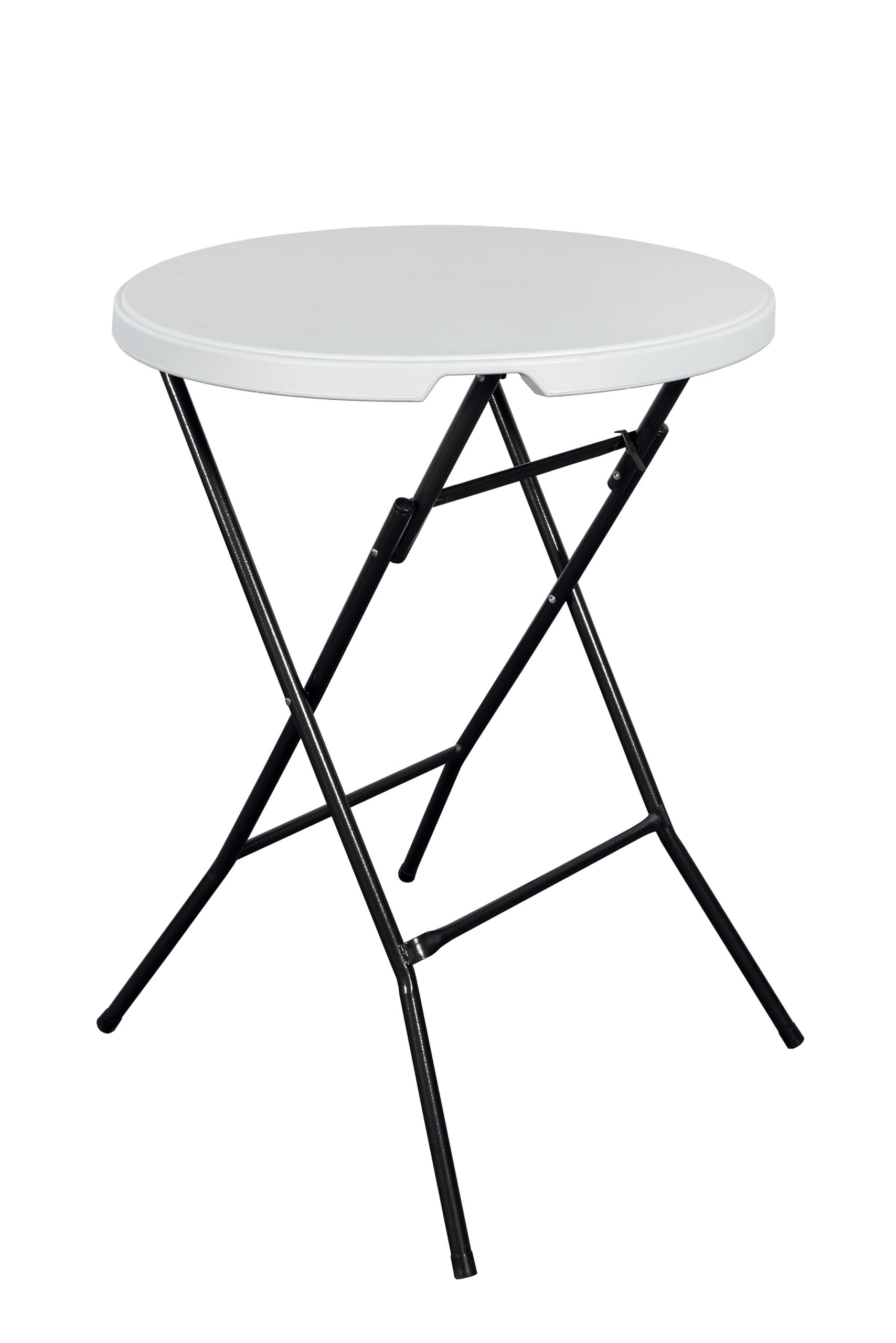 METRO Professional Tavolo da esterno pieghevole, acciaio/polietilene, resistente alle intemperie, bianco/nero (Ø 80 x 110 cm)