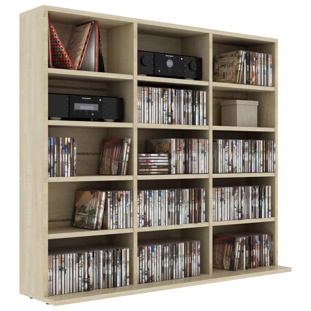 Myheimly CD-Regal DVD Bluray Medienregal Medienschrank Aufbewahrung Standregal Regalwand Bücherregal Sonoma-Eiche 102x23x89,5 cm Holzwerkstoff