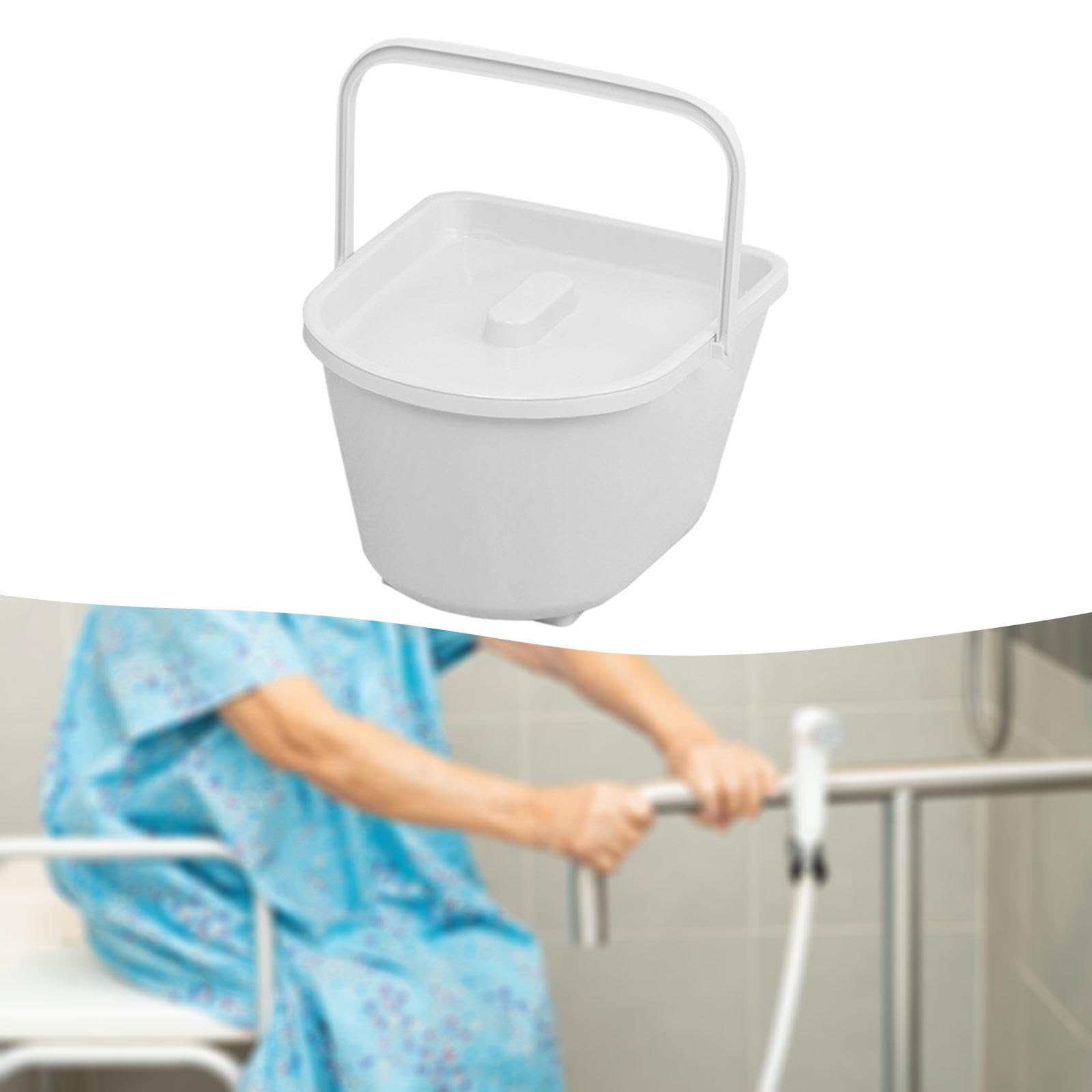 Commode Chair Bucket con Vaso Da Notte Leggero Secchio per Sedia Da Toilette Portatile con Manico Urinale Pratico in Resina PP Recipiente per Squat Co, Bianco