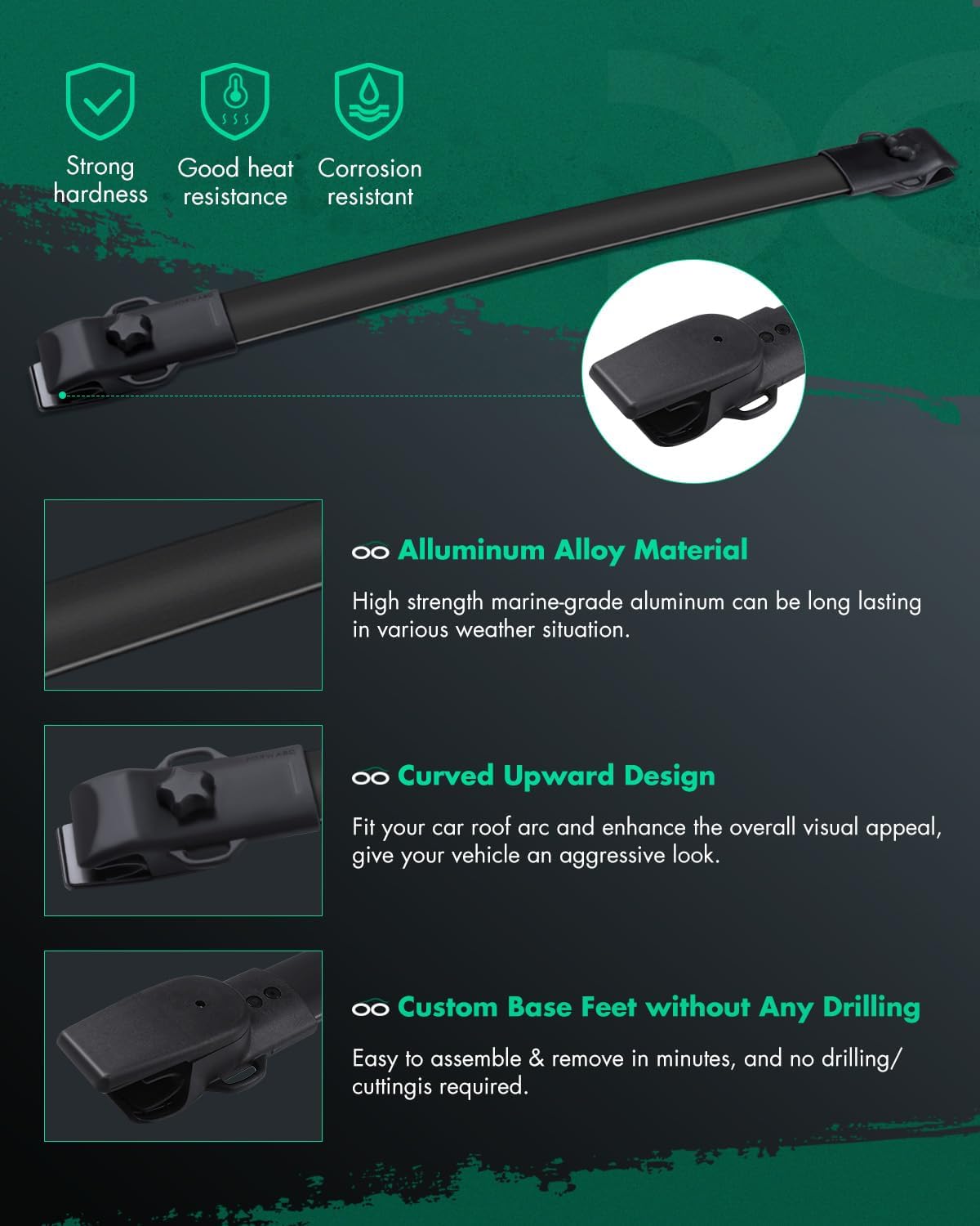 SCITOO 150LBS Roof Rack Cross Bars Fit For Toyota Sienna 2011-2020 Cargo Crossbar Black
