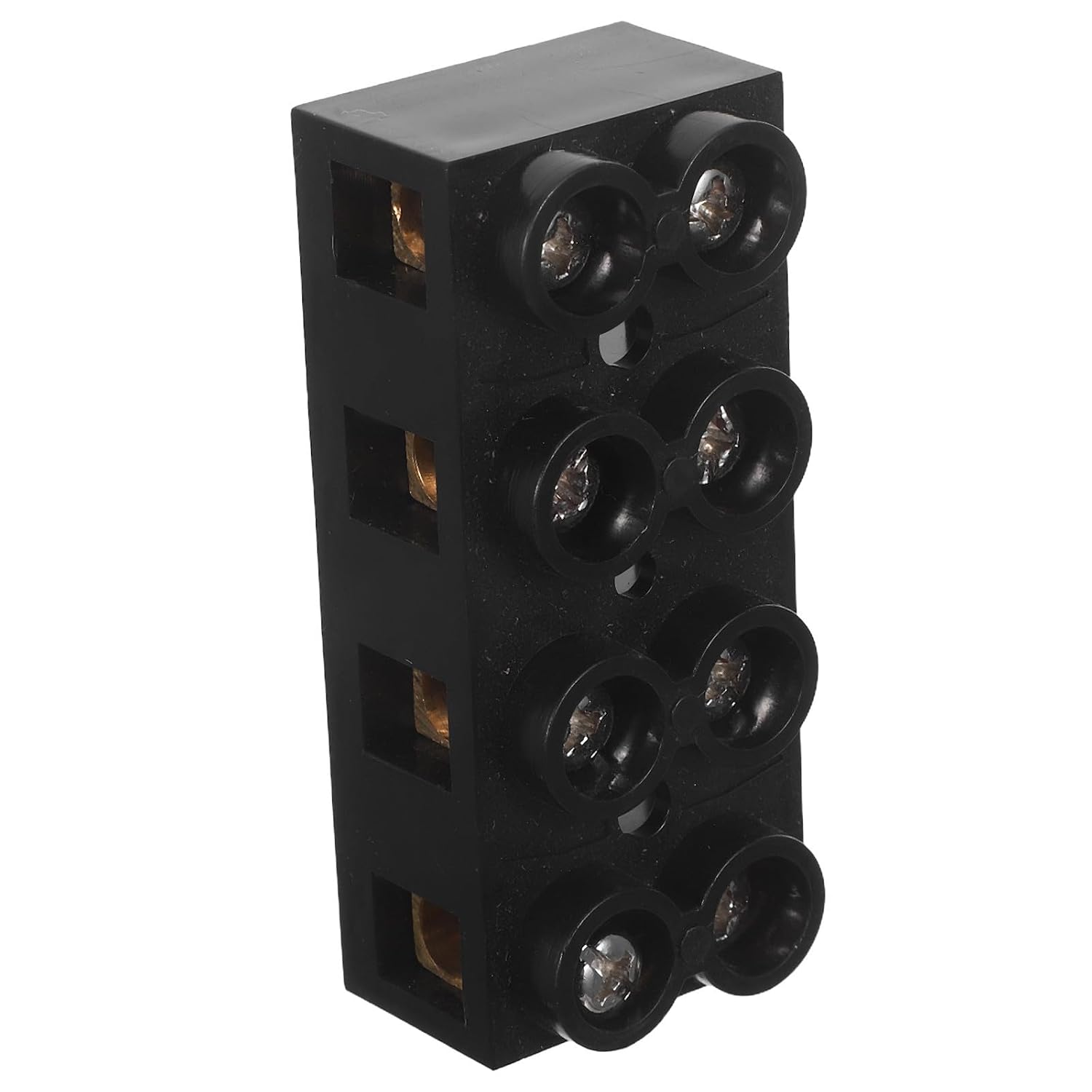 4 Position Dual Row Ground Circuit Connector Terminal Block with Screw Wire Terminals, High Flame Resistance and PC Copper Material for Industrial Wiring Applications