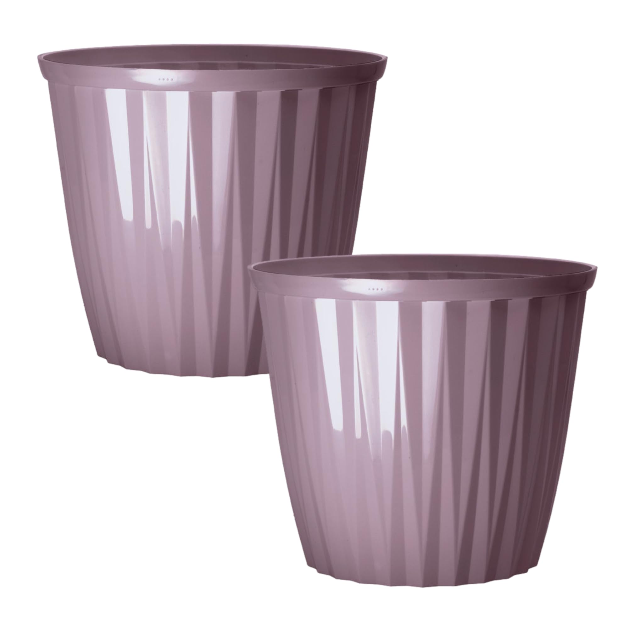 Round Plastic Purple Plant Pot 30cm,12inch Glossy Effect 11L Garden Indoor Outdoor Planter Cover Drainage Holes, Weather, Frost Proof (2)