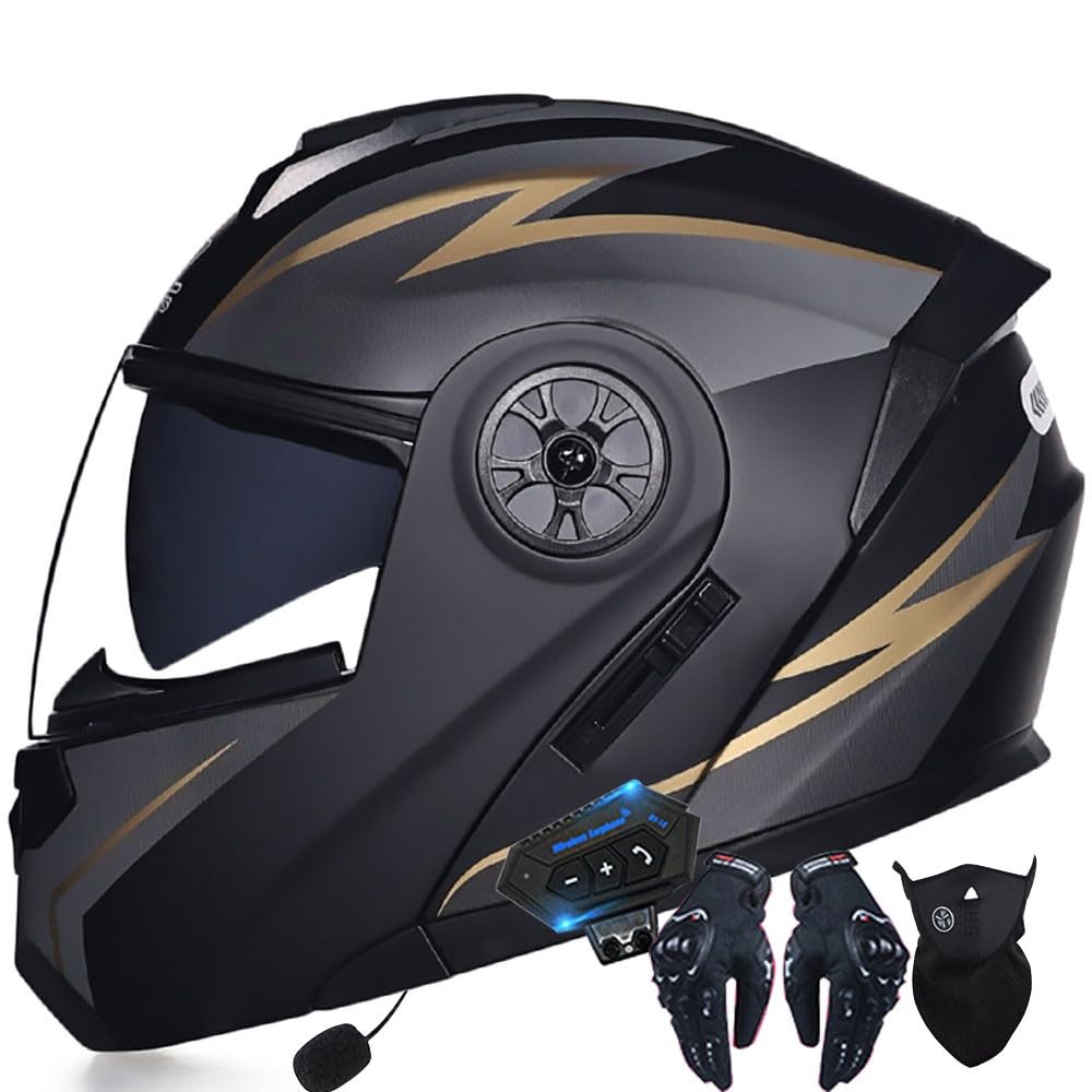 Casque moto Bluetooth intégré contre la buée pour homme et femme 55-62cm