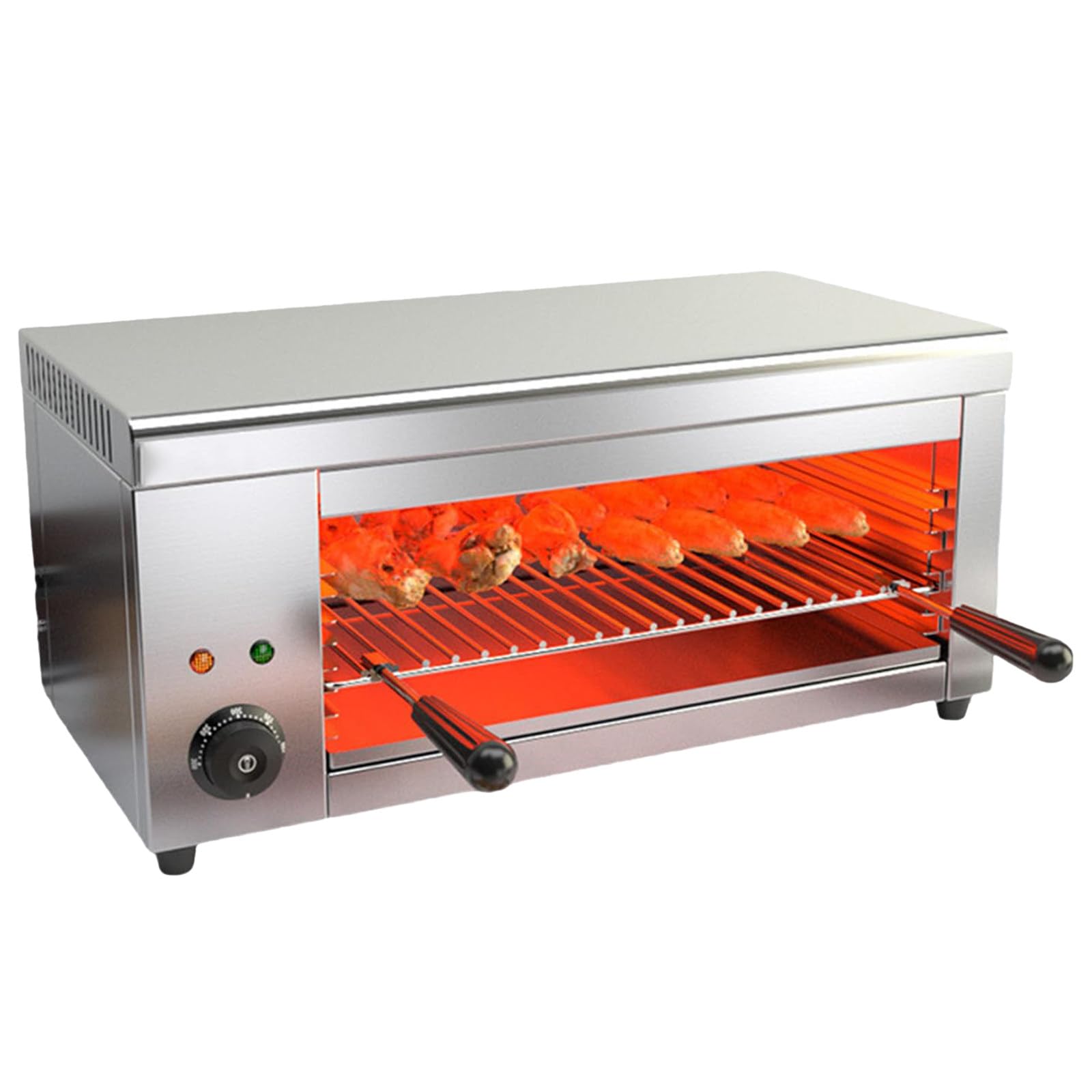 Elektryczna patelnia grillowa, 2000 W, grill do topienia sera, 4 regulowane wysokości, piekarnik ze stali nierdzewnej do topienia sera, kanapek tostowych, steków - 50-300°C