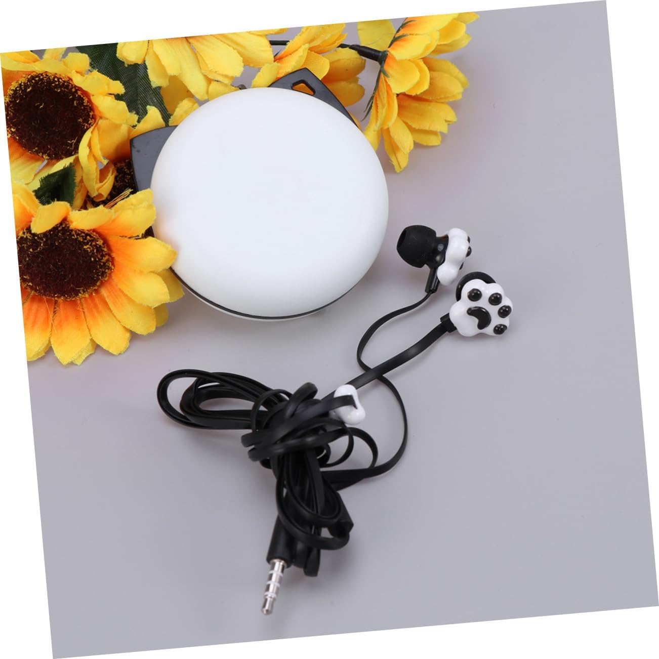 SHINEOFI Creative Kitten Claw Earphones for Kids Cartoon Headphones with Storage Box Wired Cat Earbuds for Boys and Girls Black Color image 3