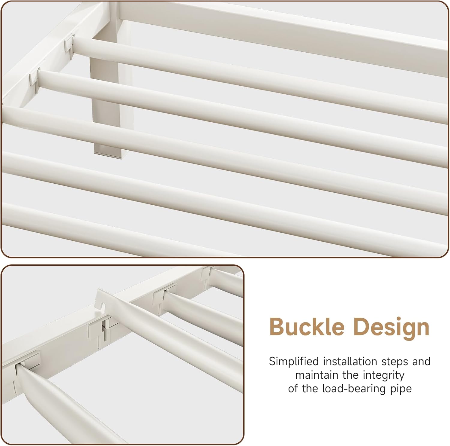 Bunk Bed Twin Over Twin with Charging Desk, Heavy Duty 2 Decker Bed, 2-Tier Metal Bed Frame with Safety Guardrail & Stairs, Upper Bed with Extra Shelf, Easy Assembly for Juniors Bedroom, Dorm, White